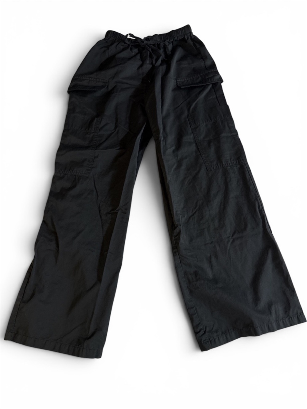 Cider Black Wide Leg Cargo Pants XS Drawstring Utility Pants